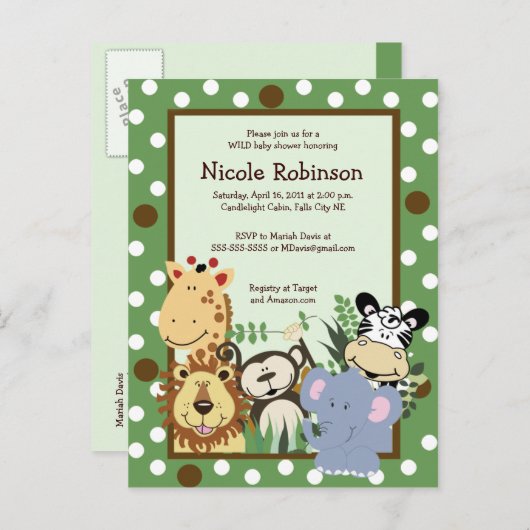 HET ZOO CREW OERWOUD BABY SHOWER BRIEFKAART (Voorkant / Achterkant)