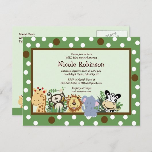 HET ZOO CREW OERWOUD BABY SHOWER BRIEFKAART (Voorkant / Achterkant)