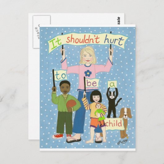 Het zou geen pijn moeten doen om een kind te zijn briefkaart (Voorkant / Achterkant)