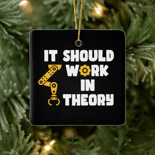 Het zou theoretisch moeten werken, grappig robotar keramisch ornament (Boom)