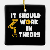 Het zou theoretisch moeten werken, grappig robotar keramisch ornament (Voorkant)