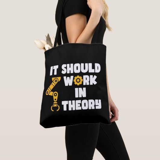 Het zou theoretisch moeten werken, grappig robotar tote bag (Dichtbij)