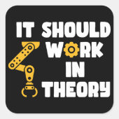 Het zou theoretisch moeten werken, grappig robotar vierkante sticker (Voorkant)