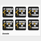 Het zou theoretisch moeten werken, grappig robotar vierkante sticker (Vel)