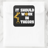 Het zou theoretisch moeten werken, grappig robotar vierkante sticker (Tas)