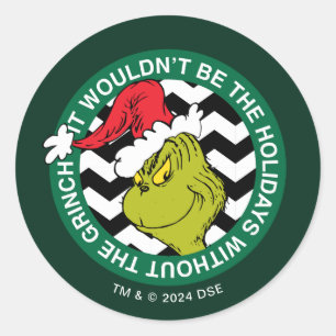 Het zouden de Feestdagen niet zijn zonder Grinch Ronde Sticker