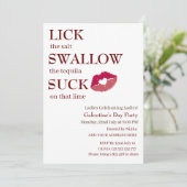 Het zout slikt de tequila Galentine Dag in. Kaart (Staand voorkant)