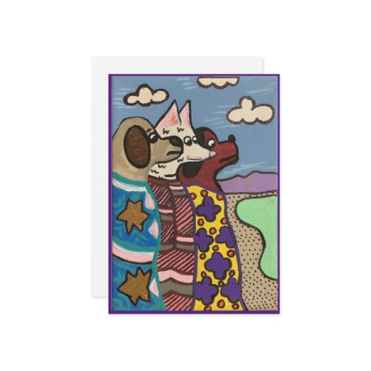 Het zoutmeer, honden, kunst kaart (Voorkant / Achterkant in situ)