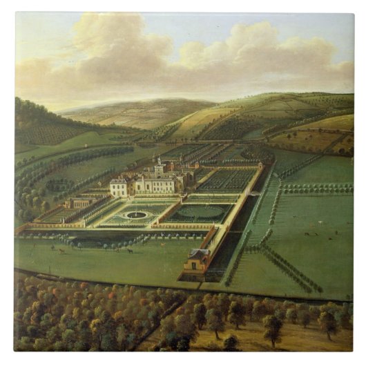 Het zuidoostperspectief van Hampton Court, Herefor Tegeltje (Voorkant)