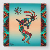 Het zuidwesten van Kokopelli die de fluit-muur spe Vierkante Klok (Voorkant)