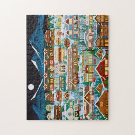 Het zusterdorp onder de moonpuzzel legpuzzel