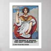 Het zwaard is getekend, de marine benadrukt het. poster (Voorkant)
