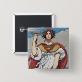 Het zwaard is getekend, de marine benadrukt het. vierkante button 5,1 cm (Voorkant /achterkant)