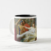 Het zwaard van Damocles Tweekleurige Koffiemok (Voorkant links)