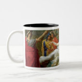 Het zwaard van Damocles Tweekleurige Koffiemok (Links)