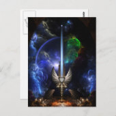 Het Zwaard van de Vleugel van de engel van Fractal Briefkaart (Voorkant / Achterkant)