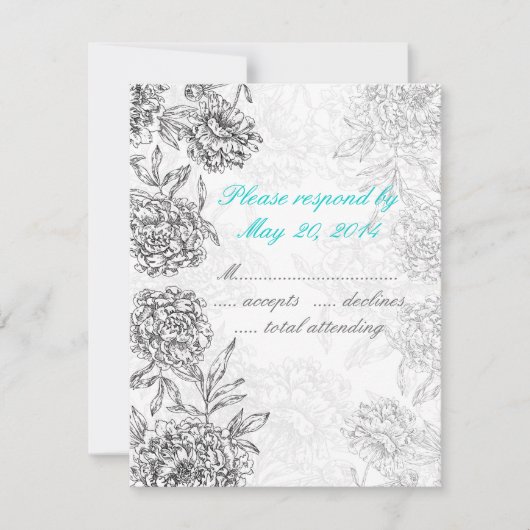 Het zwart-witte BloemenBlauw van Aqua van de Kaart (Voorkant)