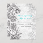 Het zwart-witte BloemenBlauw van Aqua van de Kaart (Voorkant / Achterkant)