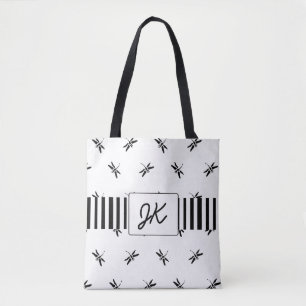 Het Zwart-witte Canvas tas met monogram van de