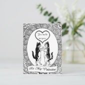 Het Zwart-witte Hart Valentijn van de Kat van het Feestdagenkaart (Staand voorkant)