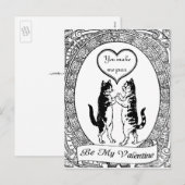 Het Zwart-witte Hart Valentijn van de Kat van het Feestdagenkaart (Voorkant / Achterkant)