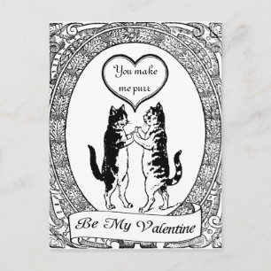 Het Zwart-witte Hart Valentijn van de Kat van het Feestdagenkaart