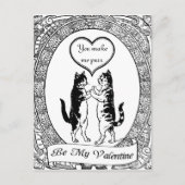Het Zwart-witte Hart Valentijn van de Kat van het Feestdagenkaart (Voorkant)