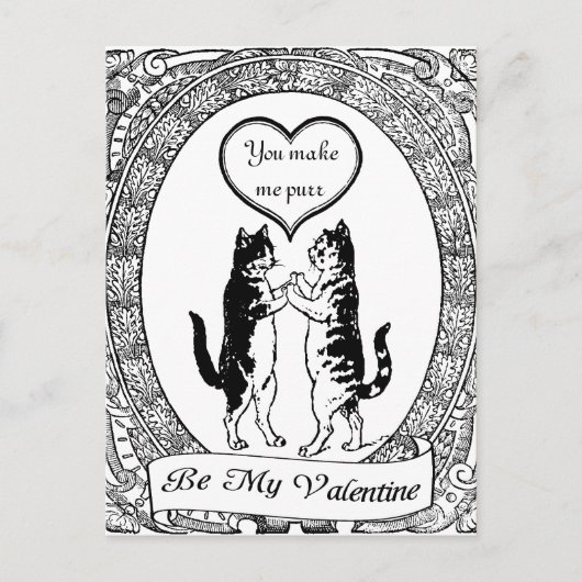 Het Zwart-witte Hart Valentijn van de Kat van het Feestdagenkaart (Voorkant)