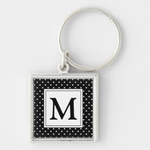 Het zwart-witte Moderne Monogram van de Stip Sleutelhanger