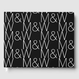 Het zwart-witte monogram Initialen van ons paar aa Gastenboek