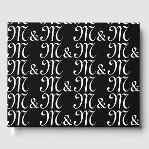 Het zwart-witte monogram Initialen van ons paar aa Gastenboek