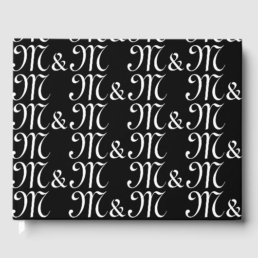 Het zwart-witte monogram Initialen van ons paar aa Gastenboek (Voorkant)