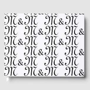Het zwart-witte monogram Initialen van ons paar aa Gastenboek