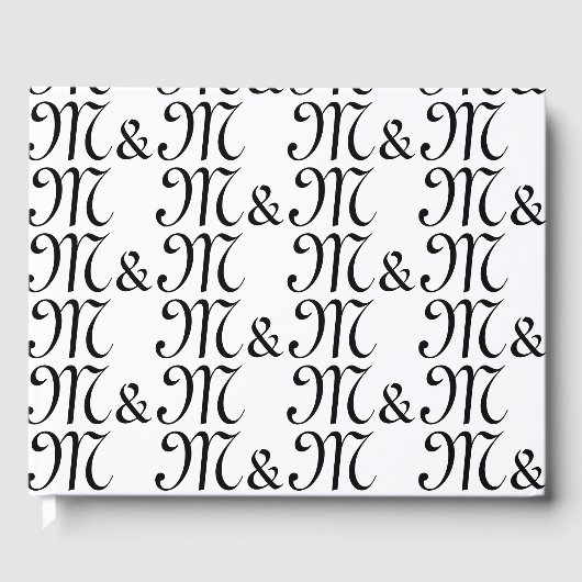 Het zwart-witte monogram Initialen van ons paar aa Gastenboek (Voorkant)
