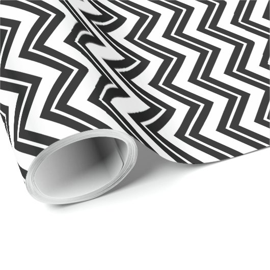 Het zwart-witte Patroon van de Zigzag van de Cadeaupapier (Rol Hoek)