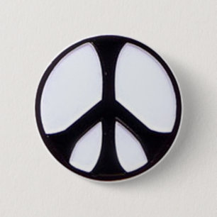 Het zwart-witte Symbool van de Vrede Ronde Button 5,7 Cm