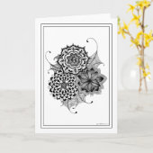 Het zwart-witte Wenskaart van Bloemen Kaart (Gele Bloem)