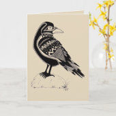Het Zwart-witte Wenskaart van de raaf Kaart (Gele Bloem)