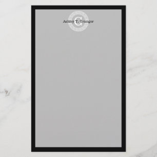 Het zwarte Aanvankelijke Monogram van het Lijst Briefpapier