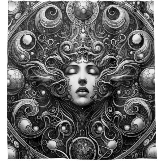 Het zwarte album Shower Curtain Douchegordijn (Voorkant)