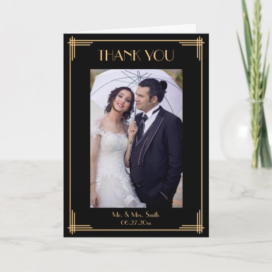 Het zwarte Art deco dankt u de Wenskaarten van het Bedankkaart (Voorkant)