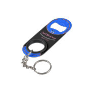 Het zwarte, Blauwe en Roze Promotionele Bedrijfsca Mini Flessenopener (Achterkant Gekanteld)