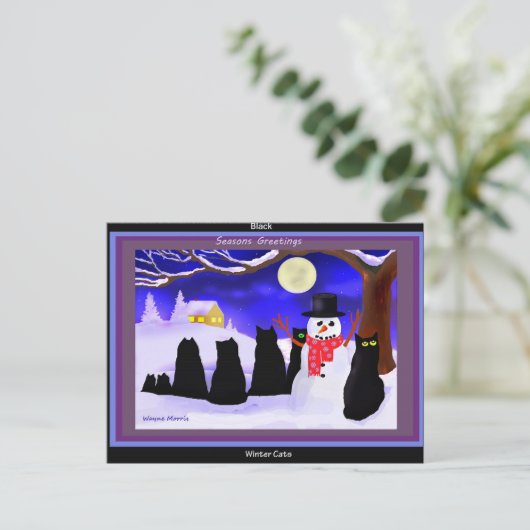 Het zwarte briefkaart van de kattenKerstmis van de (Staand voorkant)