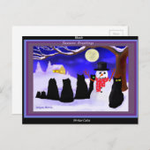 Het zwarte briefkaart van de kattenKerstmis van de (Voorkant / Achterkant)