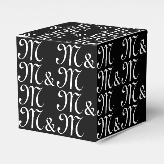 Het zwarte cadeau van het Initiaal-monogram van on Bedankdoosjes (Voorkant Zijde)