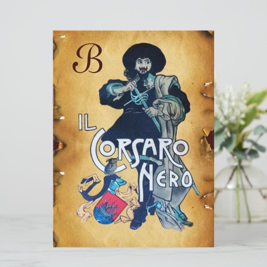 HET ZWARTE CORSAIR MONOGRAM-GEDEELTE AANKONDIGING (Staand voorkant)