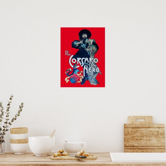 HET ZWARTE CORSAIR Rood Poster (Keuken)