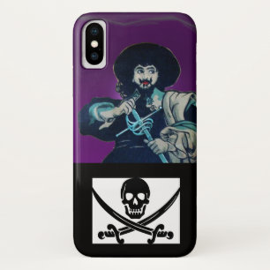 HET ZWARTE CORSAIR SKULL GEKROSSEERDE Paarse SCHAK Case-Mate iPhone Case