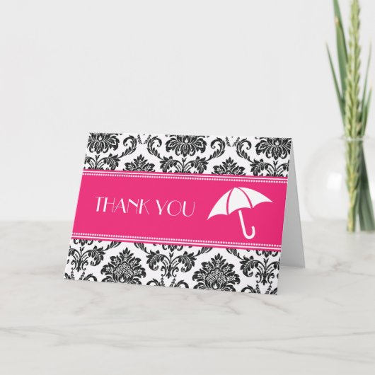 Het zwarte en Fuchsiakleurig Vrijgezellenfeest Bedankkaart (Voorkant)