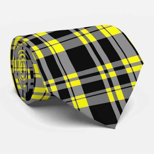 Het zwarte en Gele Stropdas van de Plaid (Opgerold)